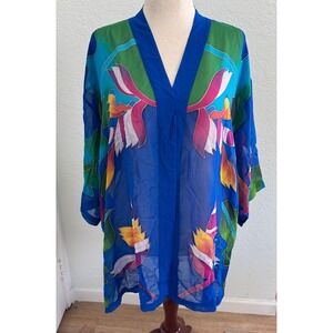 Vintage Simply Silk 100% Silk Kimono Jacket Wrap One Size Resortwear Vacation